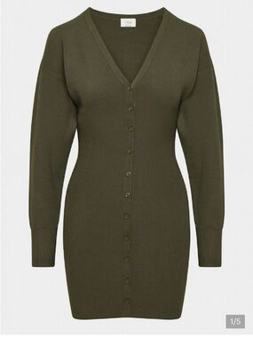 Wilfred Olive Green Button-Front V-Neck Sweater Dress